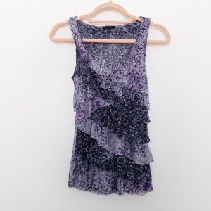 Y2K Express Womens Top Size‎ XS Purple Ruffle Tiered Sleeveless Mesh Party Fairy